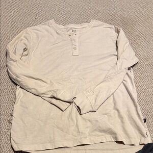 GAP Men's Beige Long Sleeve Henley Shirt
